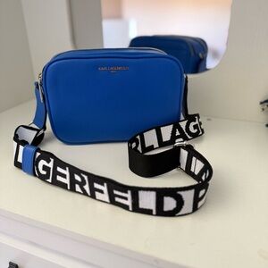 Karl Lagerfeld Paris Maybelle Crossbody - Cobalt Blue - Logo Strap